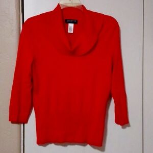 Jones New York, Womens Red Cowel 3/4 sleeve sweater. SZ. S.